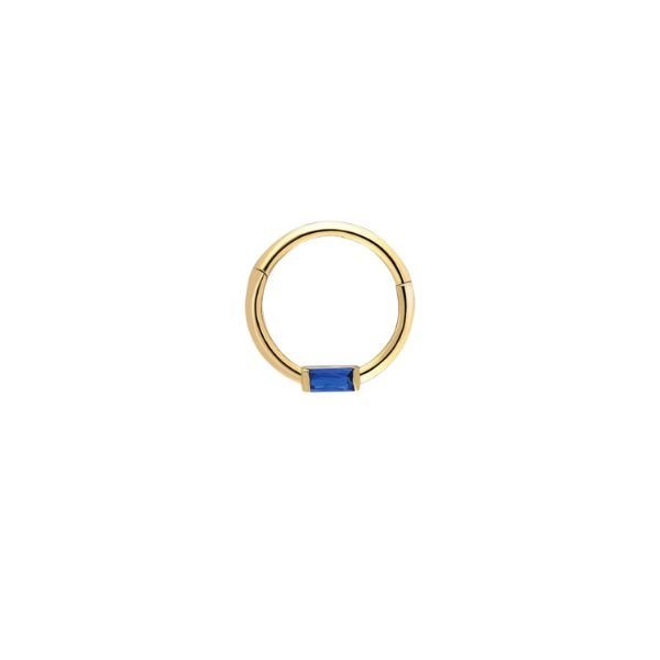 Mavi Taşlı Helix Altın Piercing