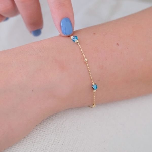 Kalemli Top Altın Nazarlık Bileklik