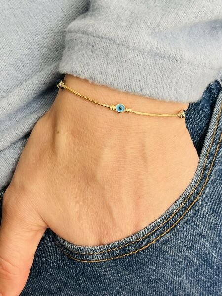 Göz Boncuk Altın Nazarlık Bileklik