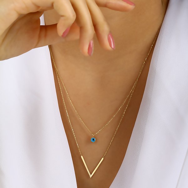 Tasarım Altın Nazarlık Kolye