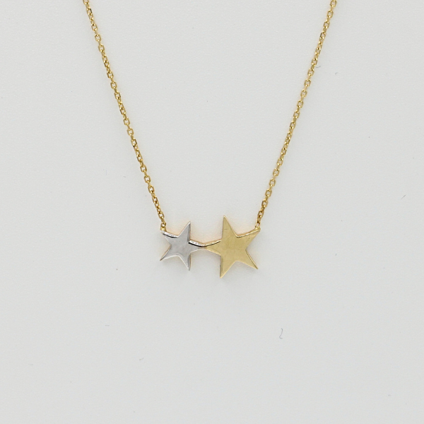 Çift Yıldız Altın Tasarım Kolye
