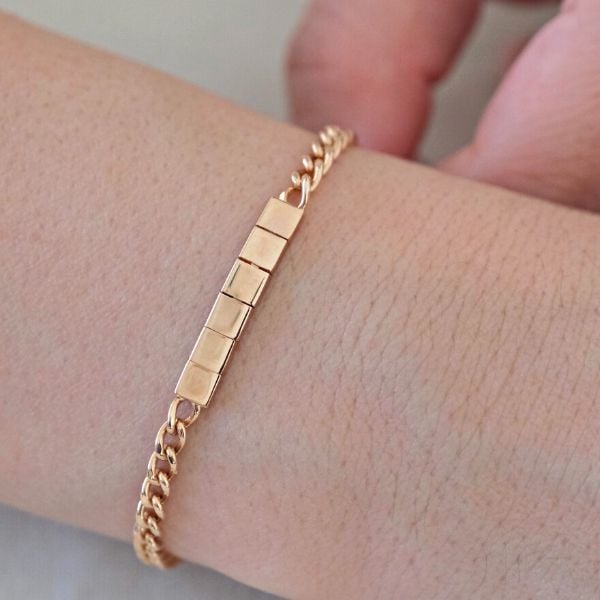 Kare Plaka Altın Tasarım Bileklik