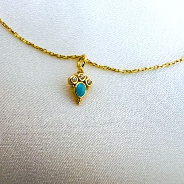 Taşlı Minimal Mavi Kolye