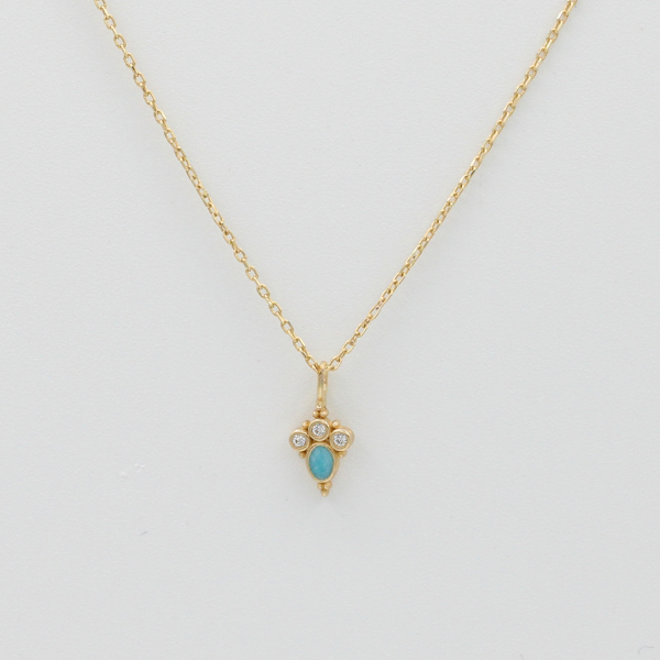 Taşlı Minimal Mavi Kolye