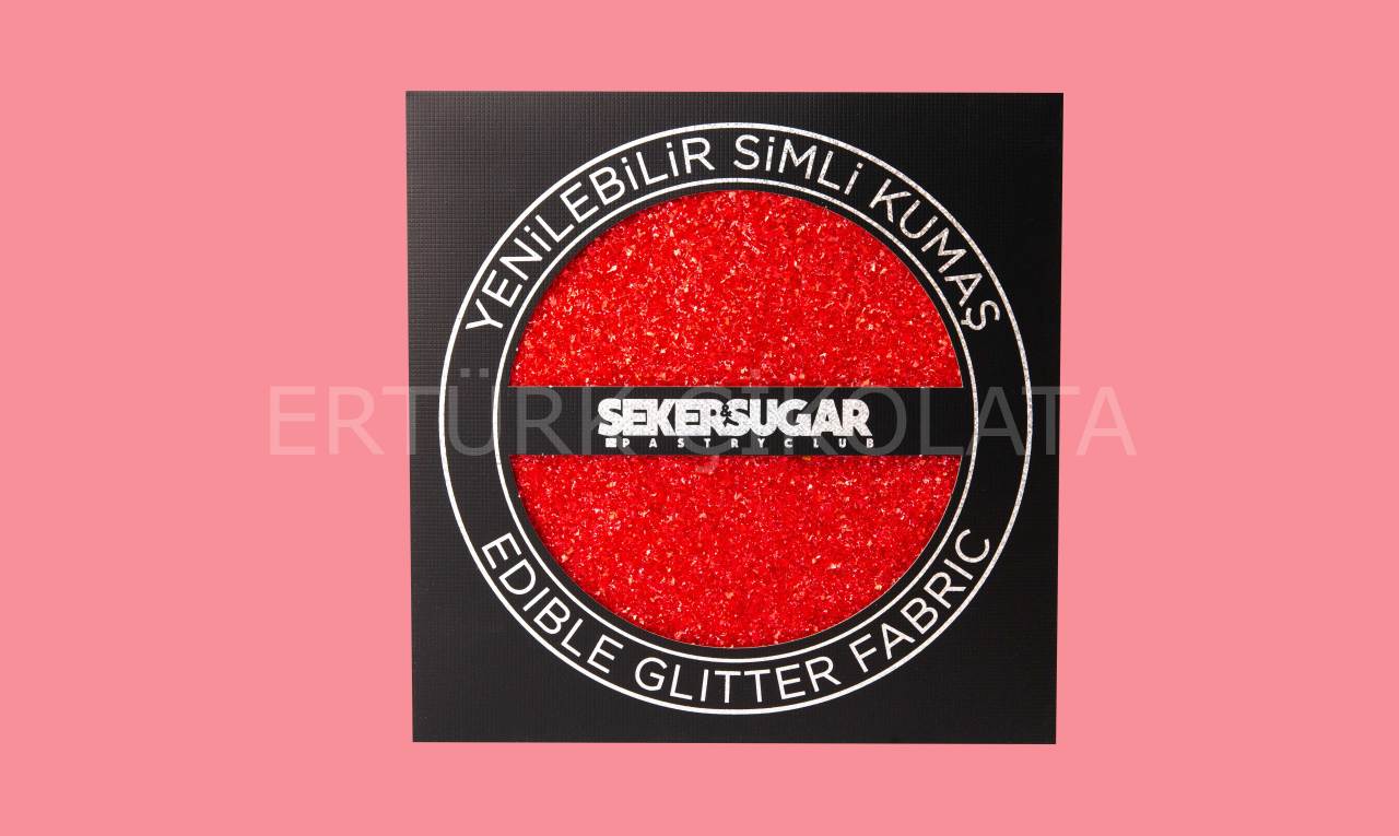 ŞEKER&SUGAR YENİLEBİLİR KIRMIZI SİMLİ KUMAŞ 15CM X 15CM