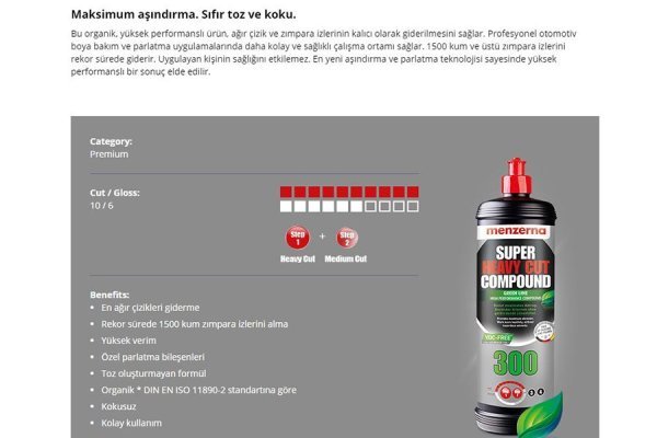 Menzerna 300 Green Line Ağır Çizik Giderici Pasta Yeşil Seri 250 ml