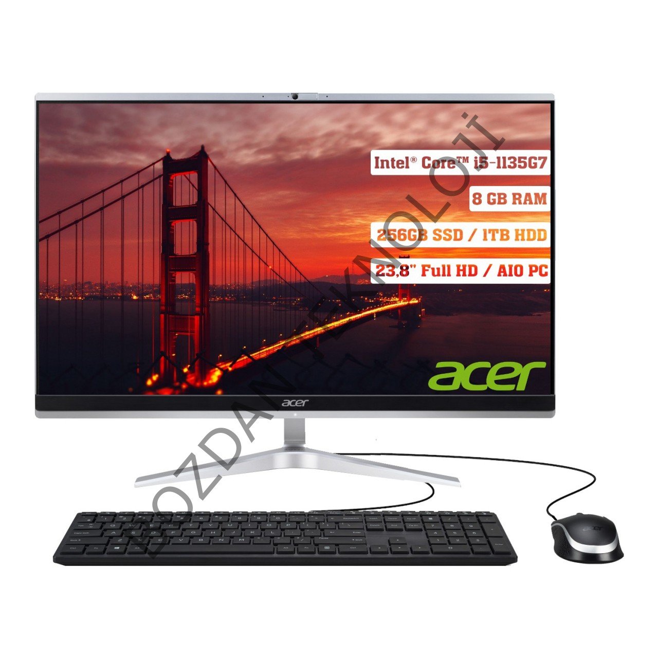 Acer Aspire C24-1650 Intel Core I5 1135G7 8gb 1tb + 256GB SSD Freedos 23.8'' Fhd All In One Bilgisayar DQ.BFSEM.004