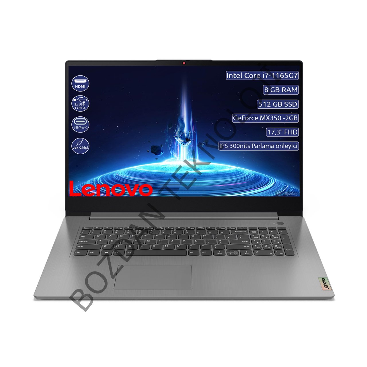 Lenovo IdeaPad 3 17ITL6 Intel Core i7-1165G7 8 GB 512 GB SSD GeForce MX350 2GB 17,3'' FHD Freedos Taşınabilir Bilgisayar 82H900BMTX