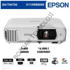 Epson EH-TW750 1920X1080 Full Hd 3400 Lümen Uhe 16.000:1 Hdmı+Usb/vga+Wifi Projeksiyon Cihazı V11H980040
