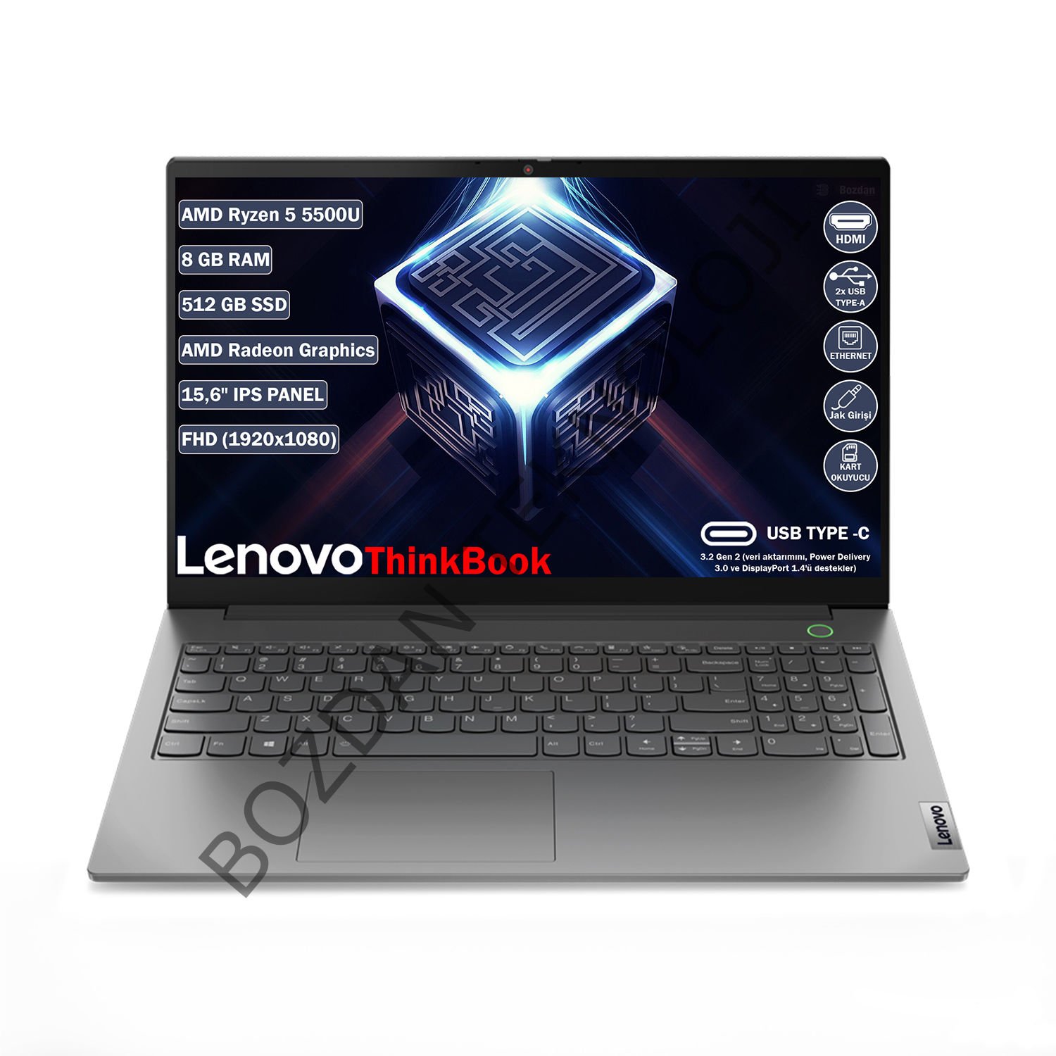 Lenovo Thinkbook 15 G3 Acl Amd Ryzen 5 5500U 8 GB 512 GB SSD 15,6'' Fhd Freedos Taşınabilir Bilgisayar 21A40039TX