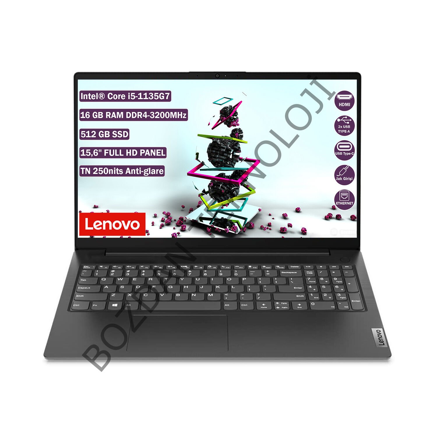 Lenovo V15 G2 ITL Intel Core™ i5-1135G7 16 GB 512 GB SSD Freedos 15,6'' FHD Taşınabilir Bilgisayar 82KB01B6TX