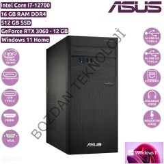 Asus ExpertCenter D7 Tower Intel Core i7-12700 16 GB 512 GB SSD RTX 3060 12 GB Windows 11 Home Masaüstü Bilgisayar D700TD-712700110W