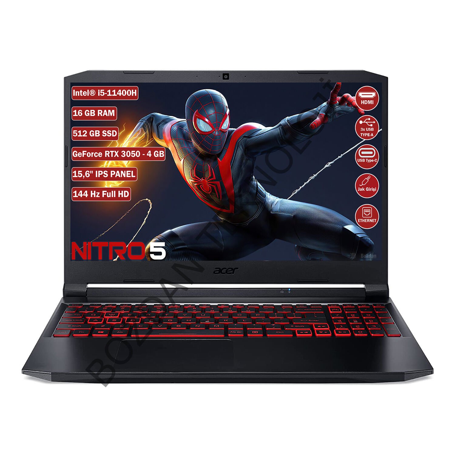 Acer Nitro 5 AN515-57 Intel Core I5 11400H 16 GB 512 GB SSD Rtx 3050 - 4 GB Freedos 15.6'' IPS Fhd Taşınabilir Bilgisayar NH.QELEY.005+