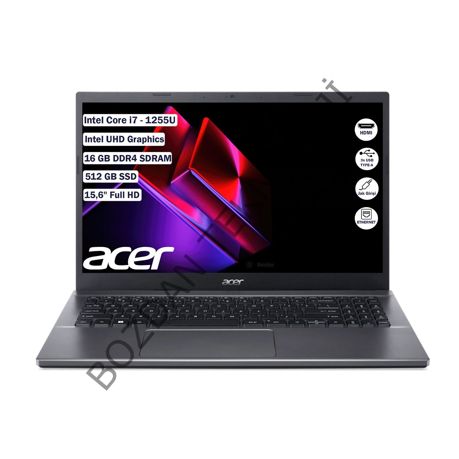 Acer Extensa 15 Intel Core i7 1255U 16 GB 512 GB SSD Freedos 15.6'' FHD Taşınabilir Bilgisayar NX.EGYEY.006