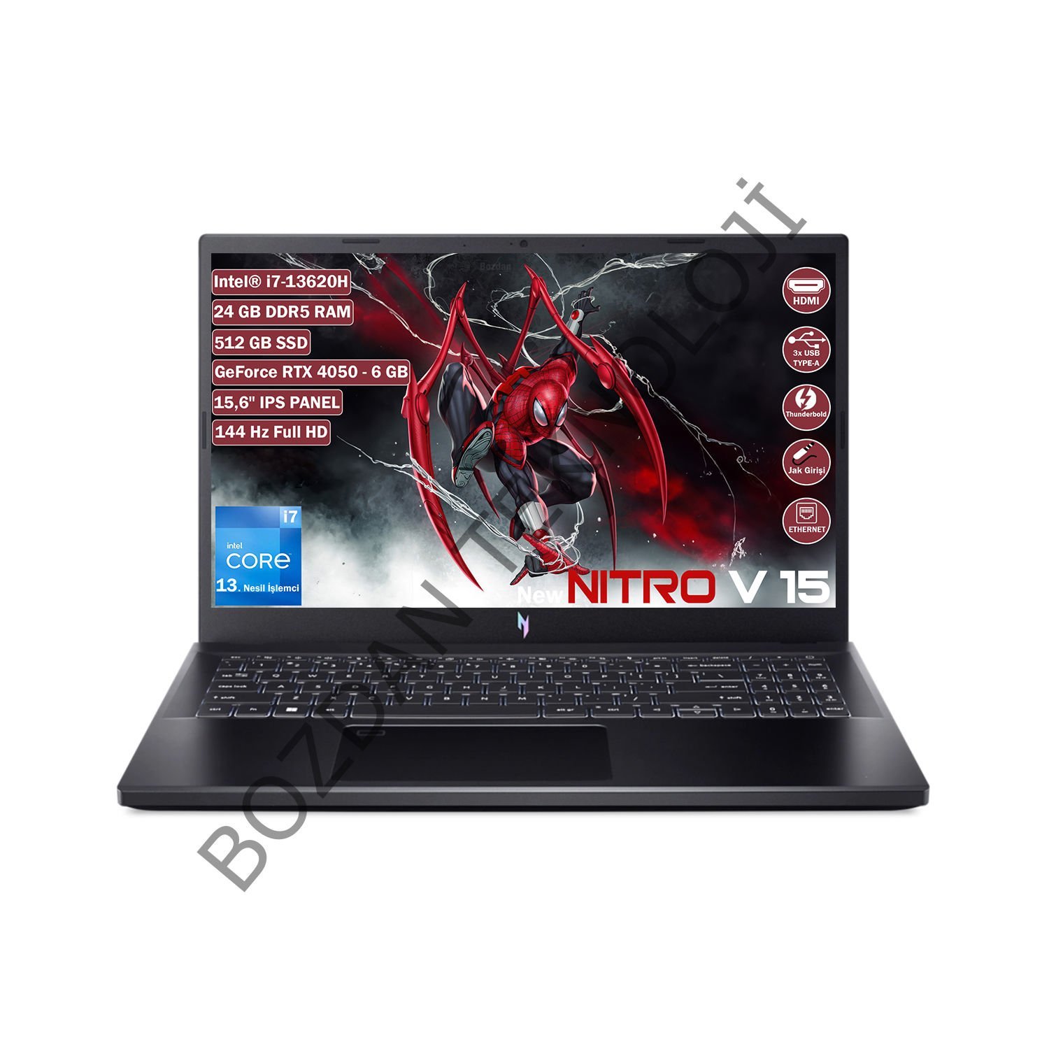 Acer Nitro V 15 ANV15-51 Intel Core i7 13620H 24 GB 512 GB SSD Rtx 4050 6 GB Freedos 15.6'' FHD IPS Taşınabilir Bilgisayar NH.QNBEY.005+245
