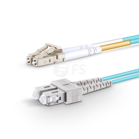 LC UPC to SC UPC Duplex OM4 Multimode PVC (OFNR) 2.0mm Fiber Optik Patch Kablo