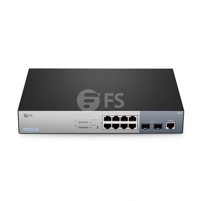 S3150-8T2FP, 8-Port Gigabit Ethernet L2+ Smart Managed Pro PoE+ Switch, 8 x PoE+ Ports @130W, with 2 x 1Gb SFP Uplinks, Fanless