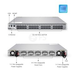 N8560-32C, 32-Port L3 Data Center Switch, 32 x 100Gb QSFP28, Support Stacking, Broadcom Chip, Software Installed