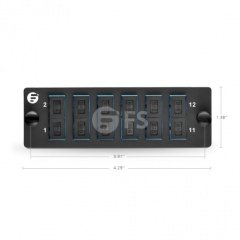 FHD Fiber Adapter Panel, 12 Fibers OS2 Single Mode, 6x SC UPC Duplex (Blue) Adapter, Ceramic Sleeve