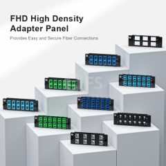 FHD Fiber Adapter Panel, 12 Fibers OS2 Single Mode, 6x SC UPC Duplex (Blue) Adapter, Ceramic Sleeve