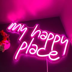 My Happy Place Neon Tabela Neon Yazı Dekoratif Aydınlatma