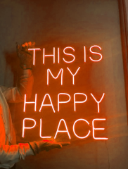 This İs My Happy Place Neon yazı Led Tabela Dekoratif Aydınlatma(50x50cm)