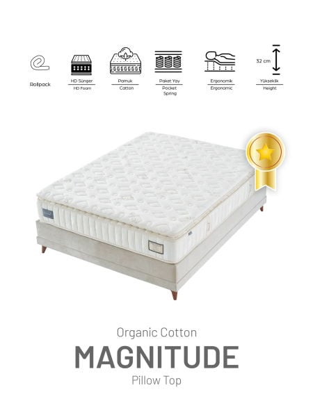 Puuf Sleep Magnitude Organic Cotton Pocket Yaylı Cashmere Pedli Yatak