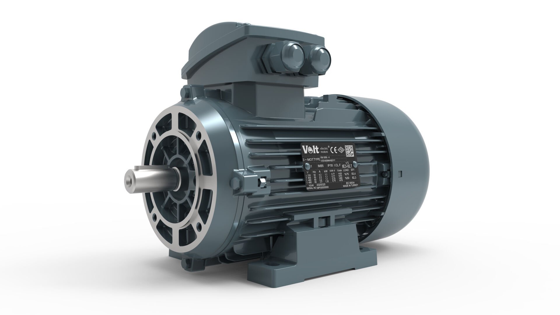 Volt Monofaze Elektrik Motoru 0.25 Kw 1500D/D Mon. 71 Gövde B34