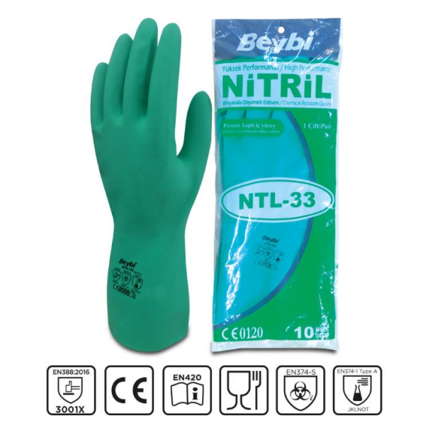 Beybi Lateks NTL33 Nitril Yeşil İş Eldiveni No: 09