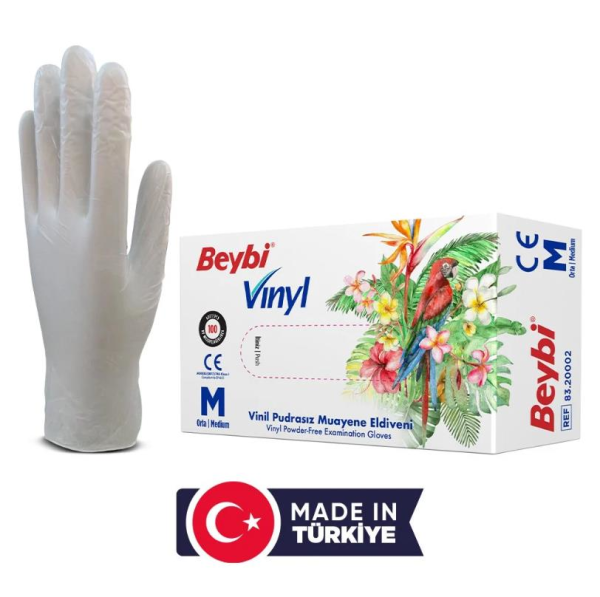 Beybi Vinil Pudrasız Muayene Eldiveni MDR (100'lük Kutu) - Medium