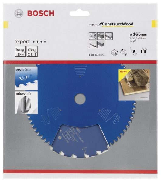 Bosch - Expert Serisi İnşaat Ahşabı için Daire Testere Bıçağı 165*20 mm 24 Diş