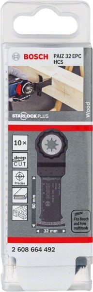 Bosch - Starlock Plus - PAIZ 32 EPC - HCS Ahşap İçin Daldırmalı Testere Bıçağı 10'lu