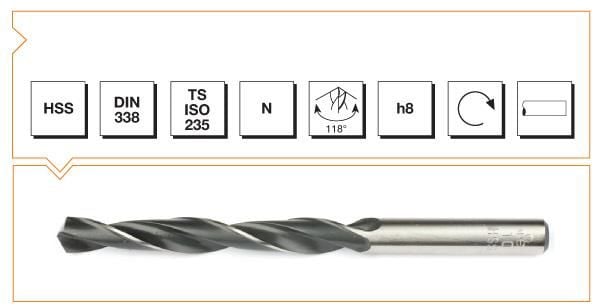 Makina Takım HSS DIN 338 Silindirik Saplı Kısa Haddeli Matkap Ucu 13 mm