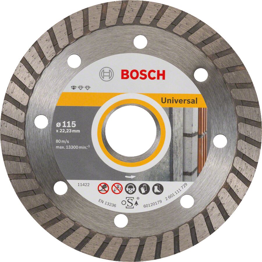 Bosch - Standard Seri Genel Yapı Malzemeleri İçin Turbo Segmanlı Elmas Kesme Diski 115 mm