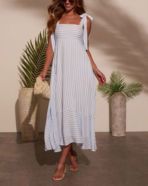 WHITE-BLUE-STRIPED DRESS