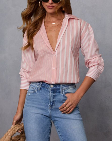 PINK-ECRU-STRIPED SHIRT
