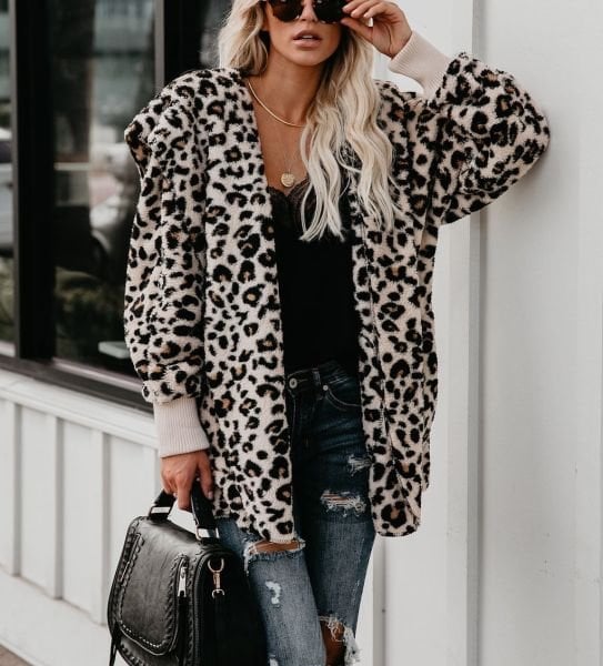 Leopard-Prınted Coat