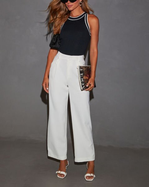 BLACK-ECRU VEST TOP