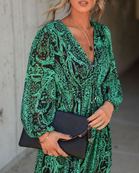 EMERALD-PRINTED DRESS