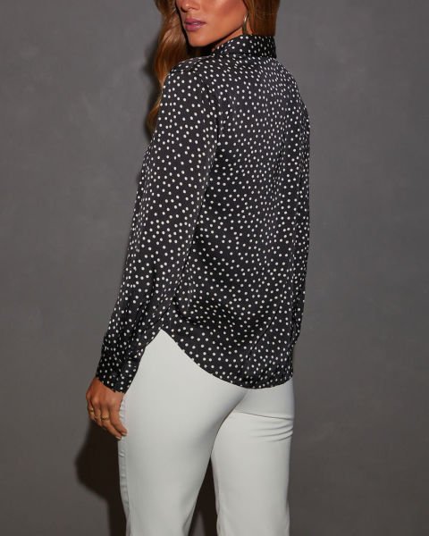 BLACK-WHITE-POLKADOT SHIRT