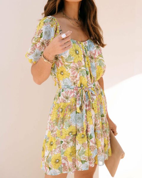 Dress Yellow-Ecru-Floral Nd25359