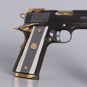 Yavuz 1911 Sarı Metal Kurt Tarama Motif Akrilik Silah Kabze