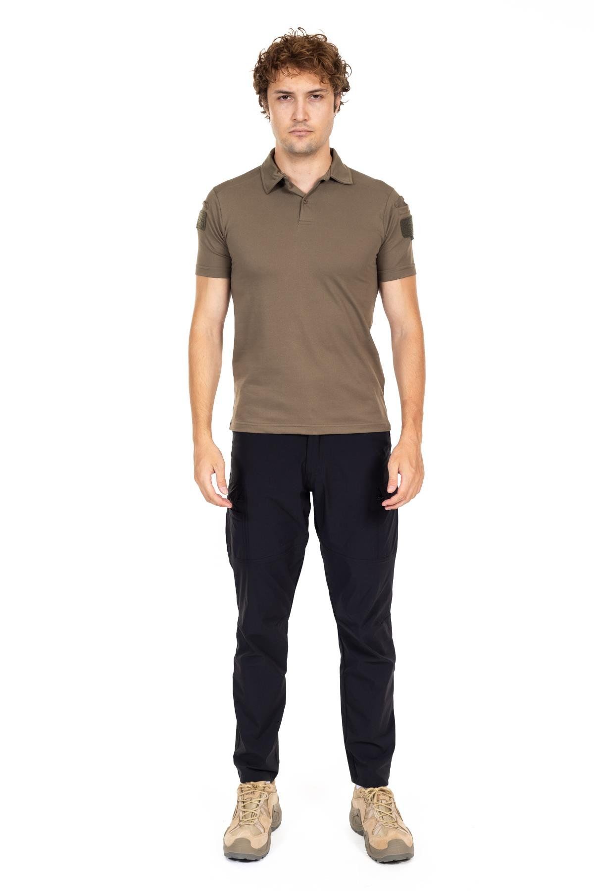 AKN 708 POLO YAKA KISA KOLLU TAKTİK T-SHIRT-HAKİ