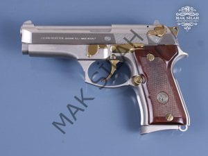 Beretta 92FS Compact // Akımsız Nikel Kaplama,Parçalar Sarı Titanyum