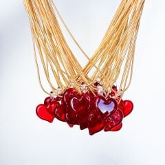 Murano kırmızı kalp kolye