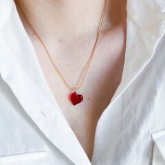 Murano kırmızı kalp kolye