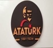 999-401  Atatürk Tarihli Daire Siyah Bayrak Detaylı 57*57 cm