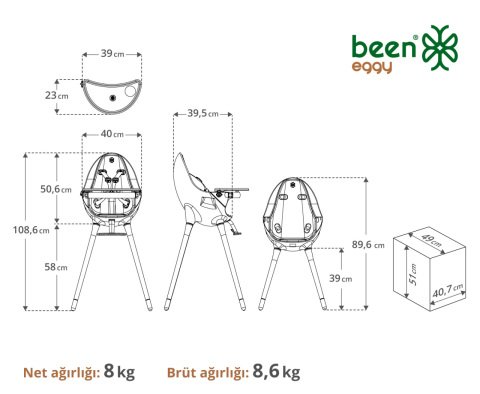 been eggy Mama Sandalyesi - been eggy Highchair