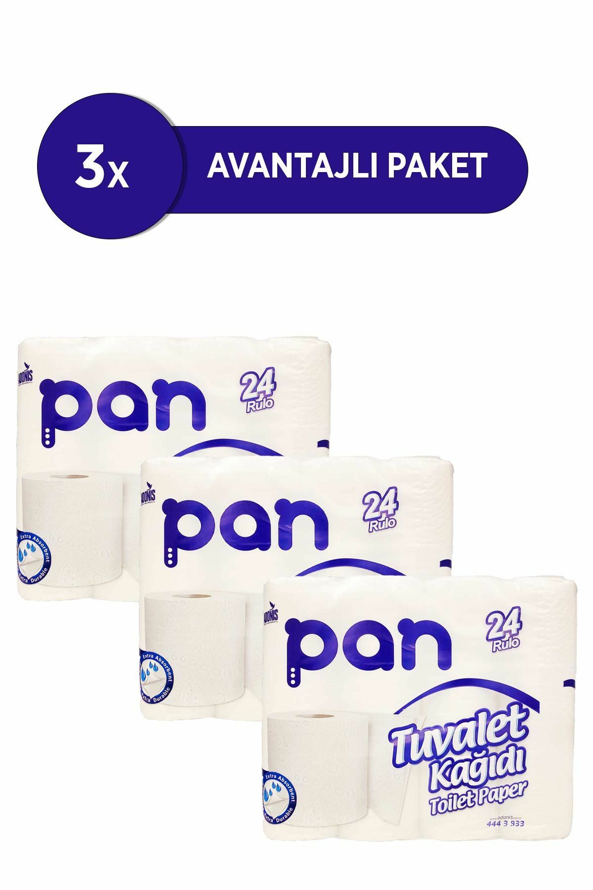 Pan Tuvalet Kağıdı 72'Li Paket (3X24 Rulo)
