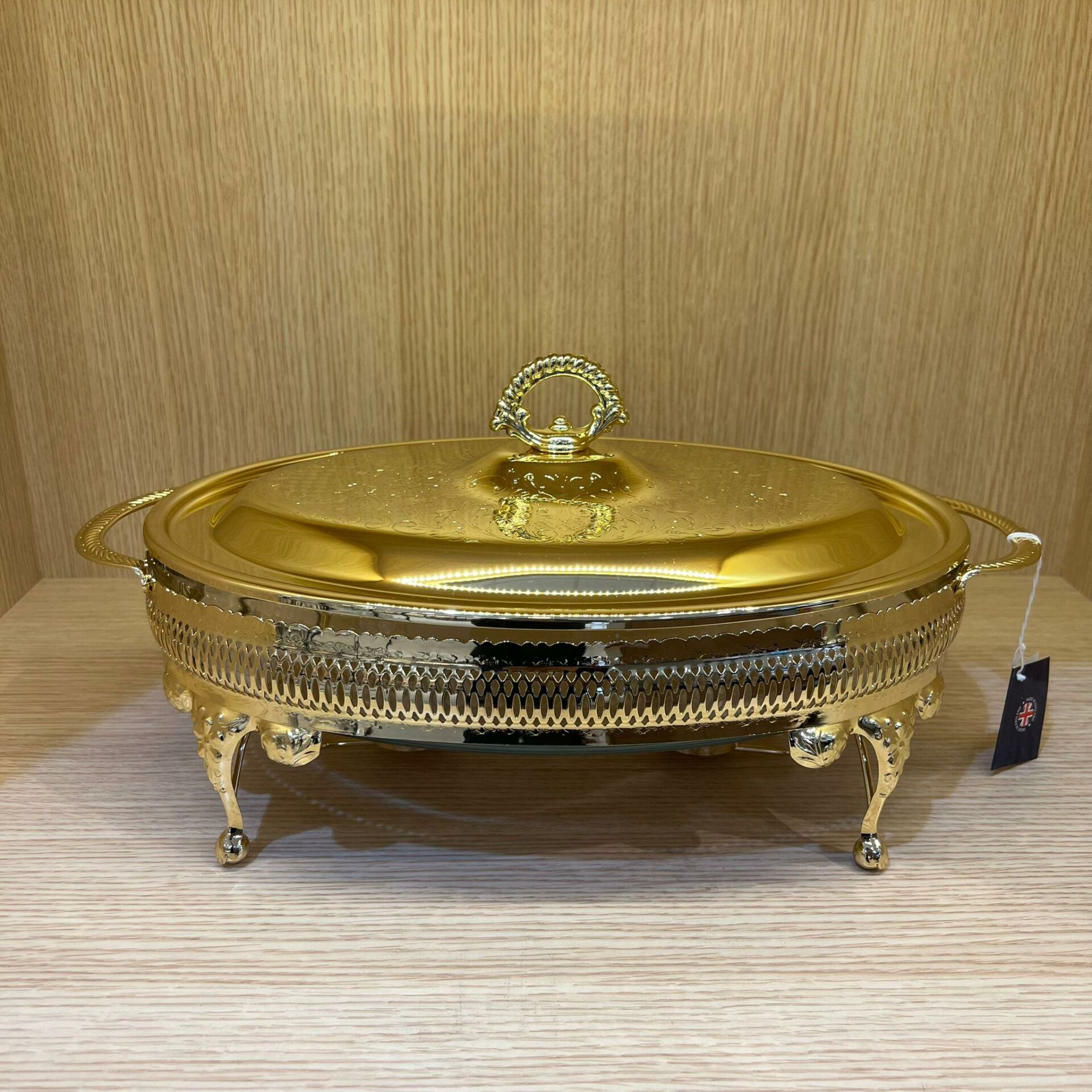 Queen Anne Altın Kaplama  Isıtıcılı Oval Yemek Servis 41 x 26.5 cm